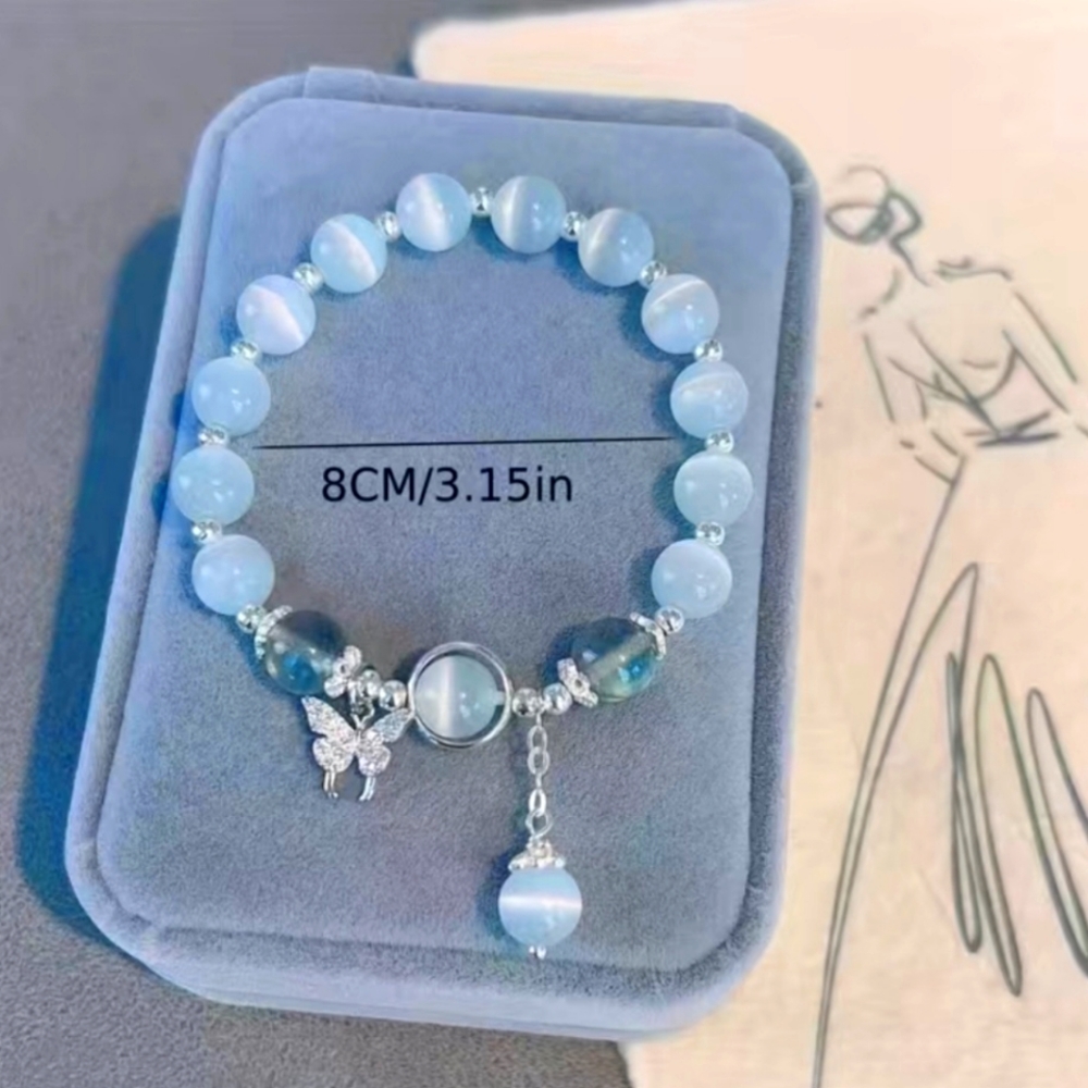 Butterfly Beaded Cat Eye Bracelet - Picture 2 of 4